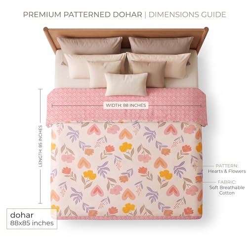 Image of VAS COLLECTIONS Cotton AC Blanket for Double Bed (220x230 cm) | Reversible Soft Lightweight All-Season Blanket | Skin-Friendly & Breathable Comforter (Blush Garden)
