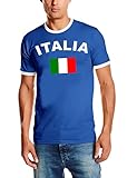 Maschinenwäsche bis 60 Grad. Coole-Fun-T-Shirts Herren T-Shirt Italien Ringer, blau, L, 10840_Italien_HERI_GR.L