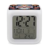 FodPand Reloj despertador digital de calaveras de azúcar para dormitorio, con luz nocturna que cambia de color, números LED grandes, relojes eléctricos, visualización de temperatura, relojes de