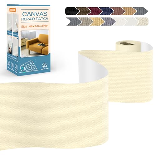 KING MOUNTAIN Canvas Repair Tape,Outdoor Gear Patch, 4×63 Inches,Waterproof,Self-Adhesive for Repairing Boat Covers,Sun Shades,Sofas,Tents,Lounge Chairs,Awnings (Beige1.0)