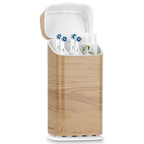 GFWARE Electric Toothbrush Holder with Cover, 5 Slots, Wood