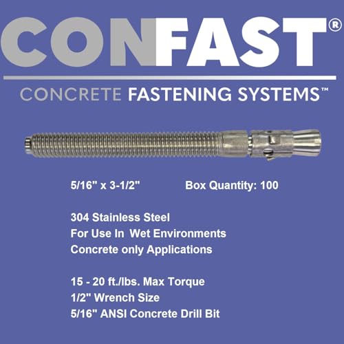 Image of CONFAST 5 /16 inch x 3-1 /2 inch Stainless Steel Wedge Anchor (100 per Box)