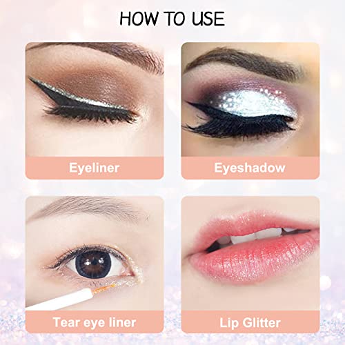 Erinde Liquid Glitter Eyeliner, Metallic Shimmer Glitter Eyeshadow liner, High Pigment Colored Eyeliner Stickers, Waterproof Long Lasting for Women #01 - Image 7