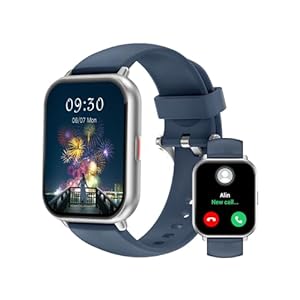 RUIMEN Montre Connectée Homme Femme avec Appel Bluetooth Rappel Intelligent Podometre Moniteur Sommeil Cardiofrequencemetre Oxymètre 100+ Modes Sportifs pour Android iOS Etanche IP68 Argent Bleu