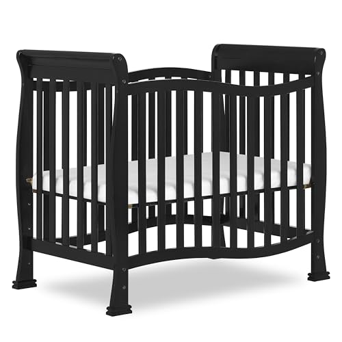 Image of Dream On Me Violet 4-In-1 Convertible Mini Crib In Black, Greenguard Gold Certified, BSA Certified, 3 Position Mattress Height Settings, Non-Toxic Finish