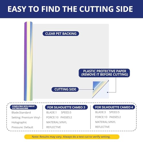 Image of HTVRONT Holographic White Permanent Vinyl - 12 inch x 10 FT Adhesive Roll Compatible with Cricut Cutting Machine, Silhouette, Cameo Cutters, Signs, Scrapbooking, Craft, Die Cutters