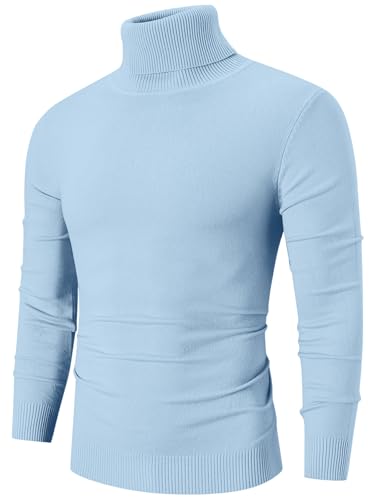 QZH.DUAO Men's Slim Fit Turtleneck Pullover Sweaters Casual Lightweight Knitted Basic Tops