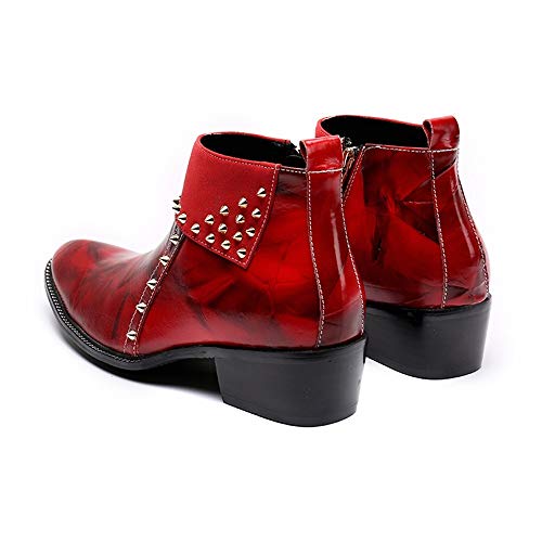 Feito à mão Botas masculinas de tornozelo com decoração de zíper pontiagudo escritório negócios feri