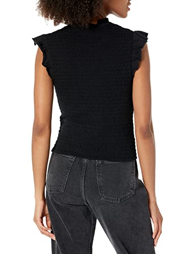 French Connection Womens Perinne Ruffled Smocked Tank Top Black L #TOP1