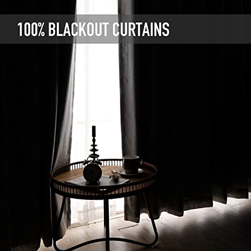 100% Blackout Curtains 84 Inches Long,Linen Blackout Curtains 84 Inch Length 2 Panels Set,Thermal Insulated Full Light Blackout Curtains For Bedroom/Living Room,50" W X 84" L 2 Panels,Gray #TOP2