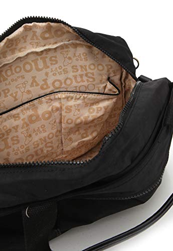 Bolsa Média Tactel Snoopy SP5807 Duas Alças Com Chaveirinho Cor:Preto