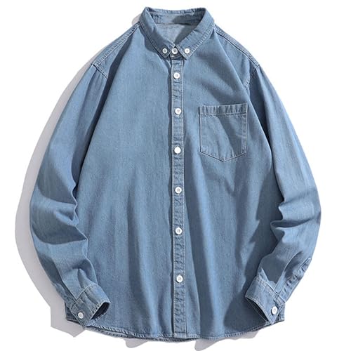 Maiyifu-GJ Men's Denim Jackets Cotton Lightweight Casual Loose Jean Jacket Fashion Distressed Button Down Trucker Coats4