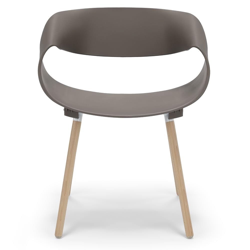 REDÒKASA Set 4 sedie in polipropilene DILETTA con gambe in faggio, resistente ai raggi UV, design moderno, ideale per sala da pranzo, cucina, sala d’attesa, bar, ristoranti (Tortora, 4)