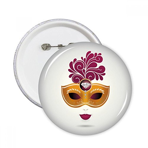 Masque joyeux de Venise en badge rond multicolore de taille S pour accessoiriser une veste de fête