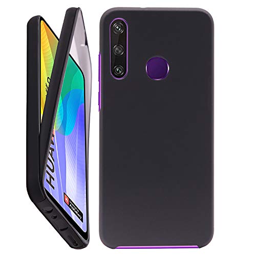 CEKA TECH Coque pour Huawei Y6P 2020, Protection intégrale Avant + arrière en Rigide, Housse Etui Tactile 360 degré  Antichoc, Transparent pour (Huawei Y6p (6,3 Pouces), Noir)