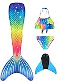 ※【EINZIGARTIGES DESIGN】: Mit diesem schicken Badeanzug Set kann man für aktuelle Meerjungfrauen Mädchenträume wahr werden lassen. Die Monoflosse ist enganliegende ,ideal zum Schwimmen. Der Meerjungfrauenschwanz ist mit einem Muster bedruckt, das die Illusion echter Fischschuppen erweckt.