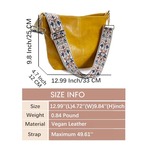 Image of Hobo Bags Vegan Leather Crossbody Bag Guitar Strap Shoulder Purses with Zipper Handbags for Women