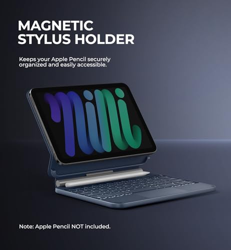 Image of Dexnor for iPad mini 7 (A17 Pro) /Mini 6 Case with Keyboard, Magnetic Floating Cantilever Stand with Trackpad Pencil Holder Backlit Keyboard Case for iPad mini 7th(2024) /6th (2021) Generation, Blue