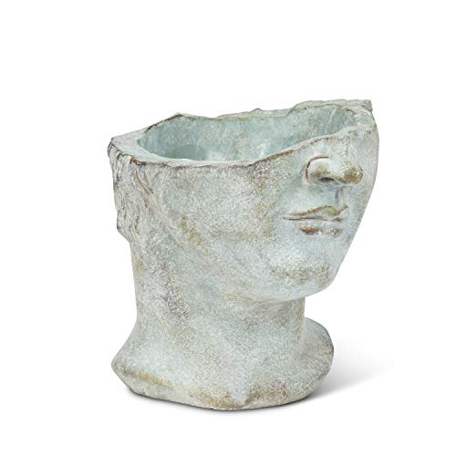 Image of Abbott Collection Athens Half Male Face Planter | Cement, Gray, 7 inchH