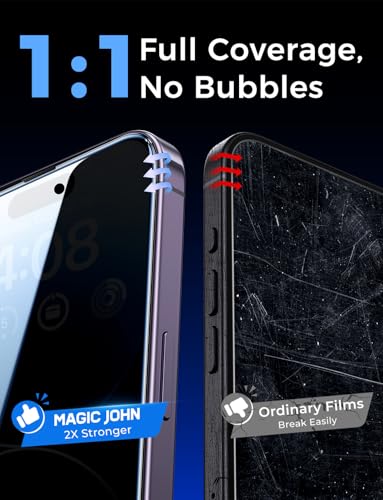MAGIC JOHN 2 Pack for iPhone 14 Pro Privacy Screen Protector 6.1 inch[Not Max], Tempered Glass, Auto Dust-Elimination Installation, Bubble Free, Anti Scratch, Case Friendly - Thumbnail 7