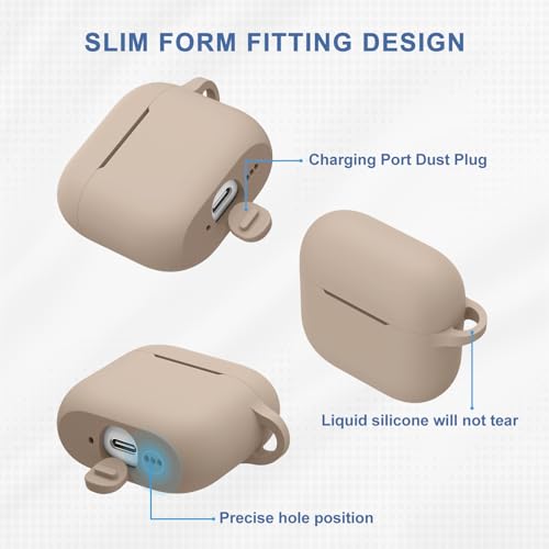 Image of Tobfit Case for AirPods 4 Case Cover 2024 with Lanyard & Keychain, Soft Silicone Protective Case for Apple AirPods 4th Generation, Full Protection, Support Wireless Charging, Milk Tea