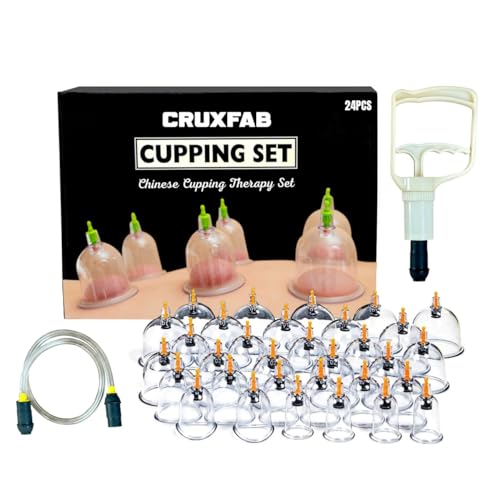 Image of Vacuum Cupping Set Health Care Vacuum Cupping Portable Body Relaxation Massage Therapy Kit (Cruxfab Cup Set 24)