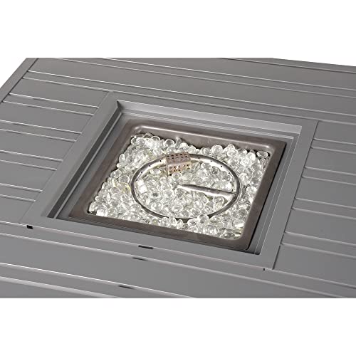 Image of Oakland Living Square 32 in. x 32 in. Aluminum Propane Fire Pit Table with Glass Beads, Two Covers, Lid, 37,000 BTUs in Grey Finish