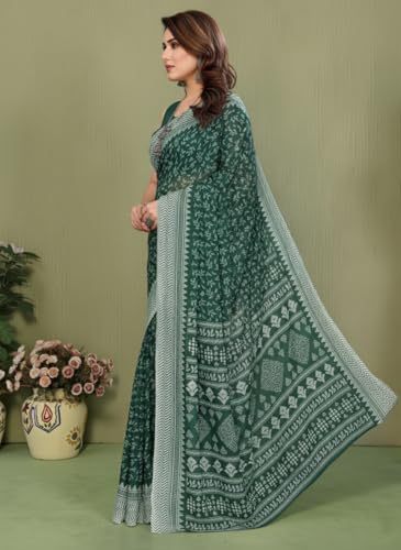 Image of Yashika Women's Georgette Saree with Blouse Piece for Traditional Ethinic Wear Sari