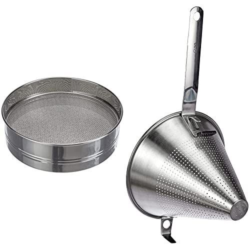 DE BUYER -4605.21 -Tamis INOX 4 Mailles interchangeables 21 & 3350.20N -Passe-Sauce Chinois ø 20 cm INOX
