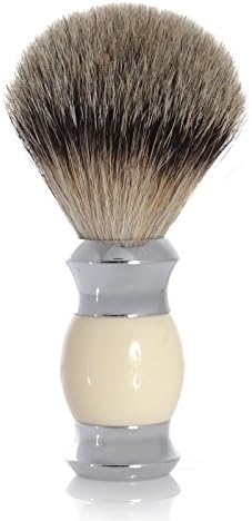GOLDDACHS Shaving Set, Safety Razor, Finest Badger, White/Silver