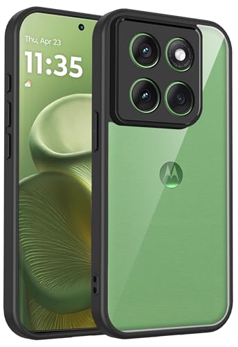 Image of Kapa Hawkeye Clear Slim Tough Back Cover for Motorola G86 Power 5G | Camera Lens Protector Anti Yellow Shockproof Clear Hybrid Case Cover (Black Sides)