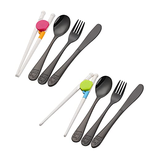 Catálogo para Comprar On-line Cubertería infantil los mejores 10. 48 Poylim - Cubertería infantil de acero inoxidable, color negro