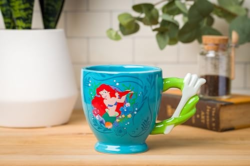 Silver Buffalo Disney Princess The Little Mermaid Ariel Dinglehopper Fork Hair Brush 3D Sculpted Handle Ceramic Mug, 20 Ounces