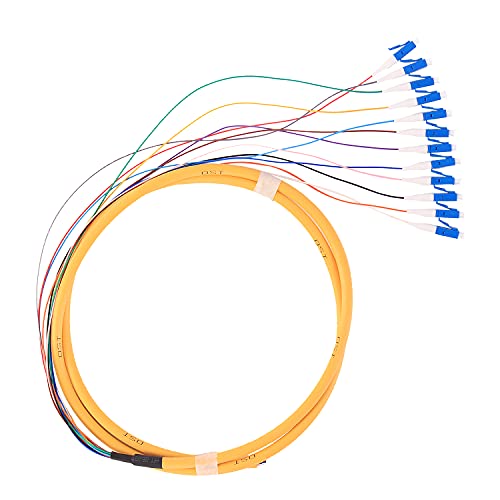 1,5 Meter 12 Stränge SingleMode 9/125 LC-UPC Glasfaser-Pigtail LSZH, 12 farbcodierte LC-Kabel Glasfaser-Patchkabel mit Zirkonoxid-Keramik-Ferrule-Stecker für Fusionsspleißen, LWL Kabel Cover
