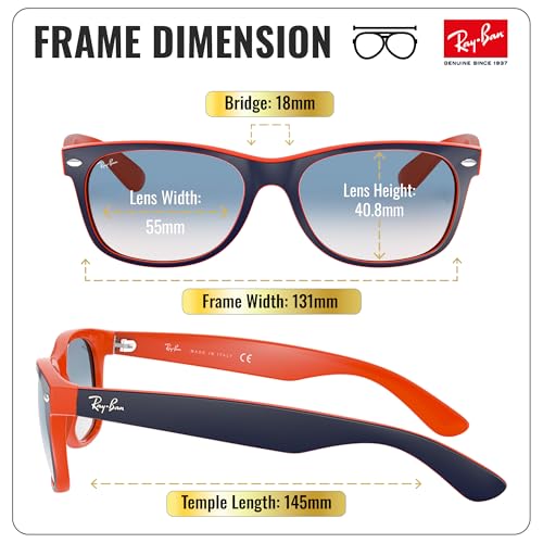 Image of Ray-Ban RB2132 NEW WAYFARER COLOR MIX Square Shaped Sunglasses for Men & Women with Official RAYBAN Eyewear Kit