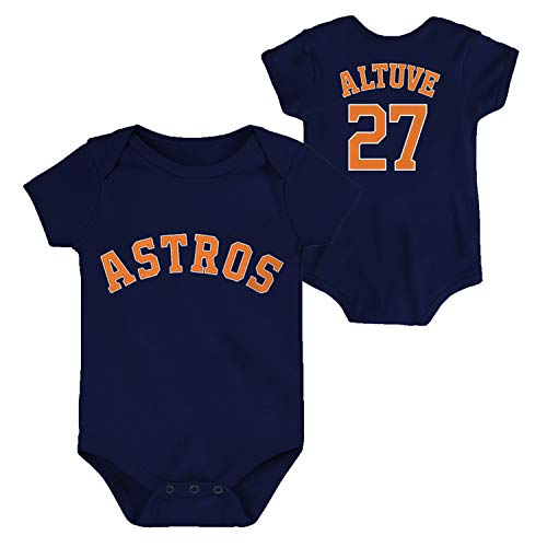 Image of Outerstuff MLB Newborn Infants Team Color Name and Number Player Jersey Bodysuit Creeper