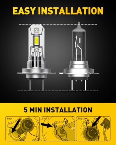 Image of AUXITO H7 LED Bulb, H7 Light Bulbs, 80000LM, 99% Vehicle Fit, Cooling Fan, Plug N Play, 3MIN Installation, 20Year+ Lifespan