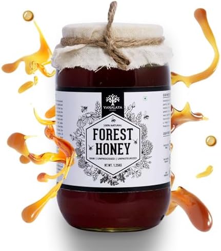Vanalaya Wild Forest Honey | Raw & Unfiltered | Unprocessed, Unpasteurized Natural Honey Collected from Wild Forests | 1.25kg Glass Jar
