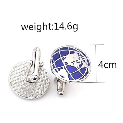 Par de Mancuernillas con diseño globo azul metálico miniatura 2