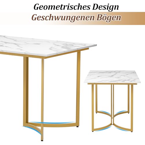 Table aspect marbre blanc avec pieds incurvés pour sol irrégulier - 6