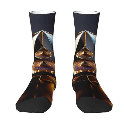 XZDZDX Metal Symmetry Photo Polyester Mid-Calf Socks 2 Black-2 for Unisex - Skin-Friendly Elastic Fashion Crew Socks