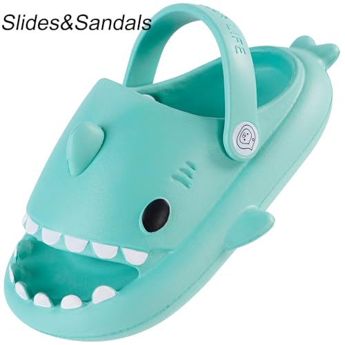 Image of KVbabby Kids Shark Slides Boys Girls Cloud Sandals | Cloud Sandals,Open Toe,Beach Pool Water Shoes,Slip-on,Lightweight,Non-Slip,Soft,Flexible,EVA Slippers
