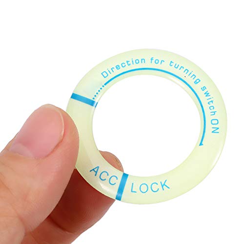 Ignition Switch Decoration Ring,Luminous Night Ignition Switch Button Cover Key Hole Ring Sticker Universal Motorcycle Decor (Green Light Blue Word)