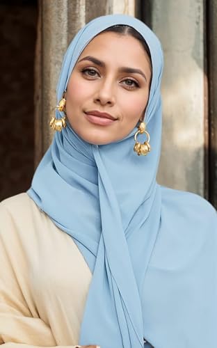 5PCS Chiffon Hijab Head Scarf for Women Solid Color Chiffon Long Scarf Shawls and Wraps Lightweight with Gift Box2