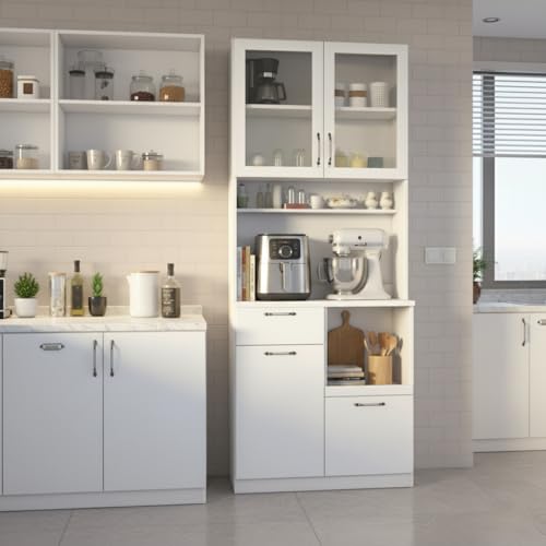 Image of Alpine Willow Crockery Cabinet I Kitchen Cabinet I Bar Cabinet I Multi Purpose Cabinet for Kitchen I Cabinets for Living Room I Crockery Unit I Pantry Unit I Microwave Unit I Hutch