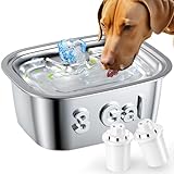 Dog Water Fountain, 3 Gallons/11L Stainless Steel Dog Water Dispenser for Pet Water Fountain with 2 Pack Vertical Filter,Large Capacity Automatic Water Fountain for Dogs and Cats Water Drinking Bowls