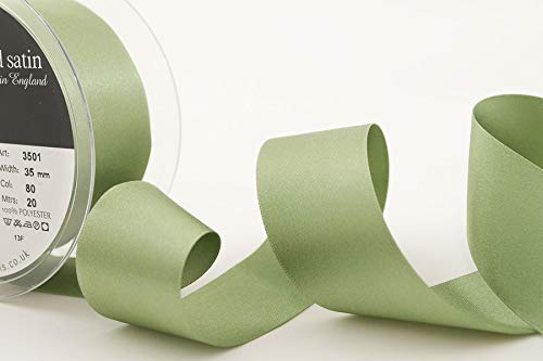 Berisfords 3501 Double Satin Ribbon, Khaki, 35 mm - Image 2