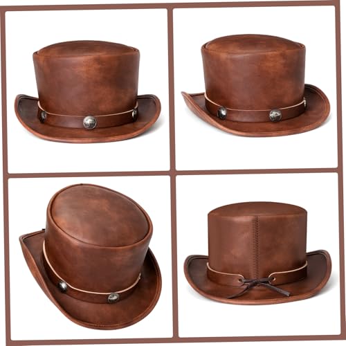 Chapeau haut de forme en cuir PU fini les accessoires déformés pour votre costume - 3