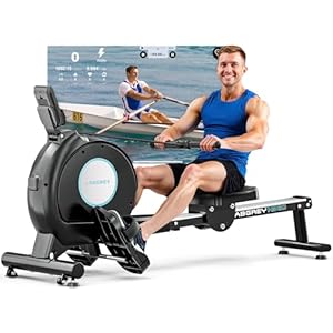 Rowing Machine for Home Gym, Magnetic Bluetooth Rower, APP Compatible, Dual Slide Rails, LCD Display, 350LB Capacity, Ideal for Home Cardio Fitness Training