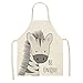 MJJLT Cute Animal Pattern Ladies Kitchen Apron Sleeveless Linen Adult Apron Home Cleaning Tools Cooking Baking Accessories Bibs F5 68x55cm
